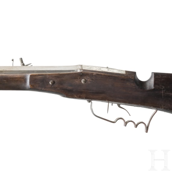 A wheellock rampart gun, collector's replica in 17th century style using old parts