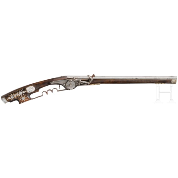 A wheellock carbine, collector's replica in 17th century style using some old parts