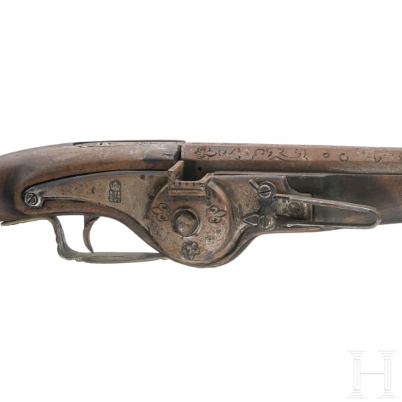 A wheelock pistol in 1630s style, repro for decorative purposes only, 20th century
