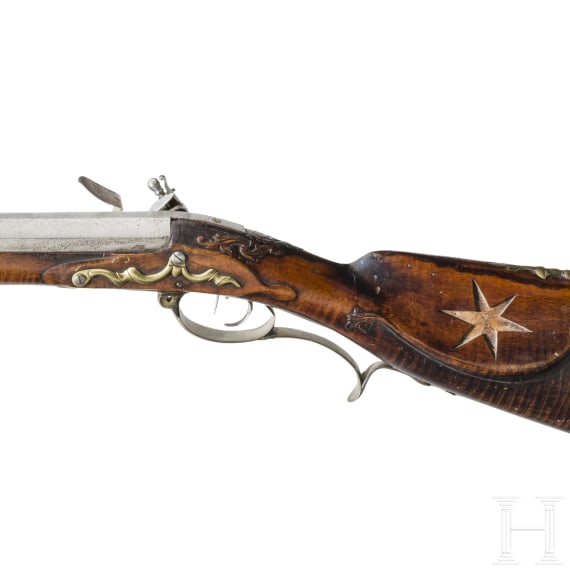 A heavy German flintlock rifle, circa 1740