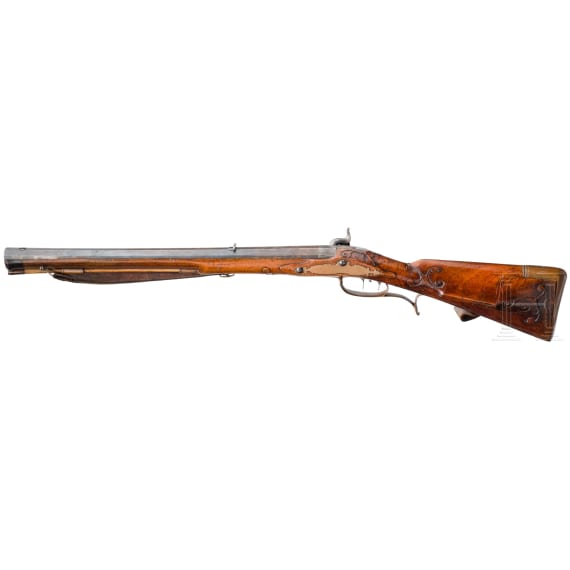 A German percussion rifle by Joseph Hauer in Bamberg, ca. 1750