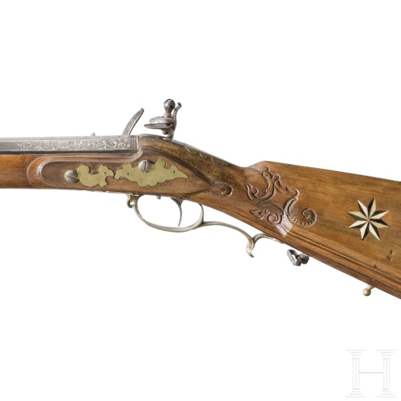 A German flintlock rifle, circa 1760