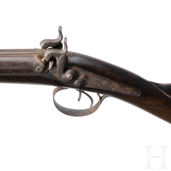 A cased side-by-side percussion shotgun by Carlucci e Antoni, Naples, circa 1850