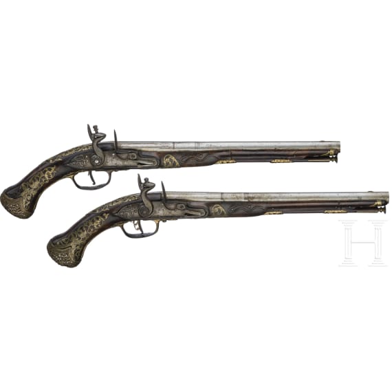 A pair of Italian flintlock pistols, circa 1700