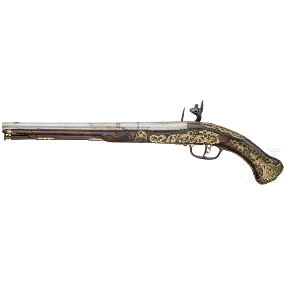 A pair of Italian flintlock pistols, circa 1700