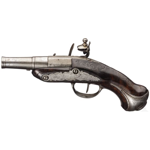 A French pocket flintlock pistol, circa 1750