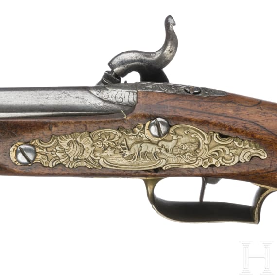 A pair of French percussion pistols, circa 1760