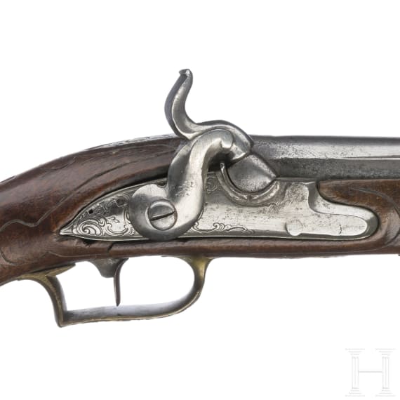 A pair of French percussion pistols, circa 1760