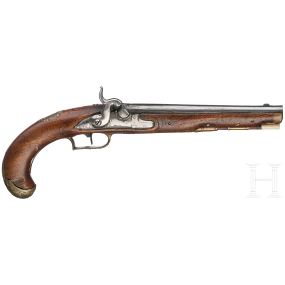 A pair of French percussion pistols, circa 1760