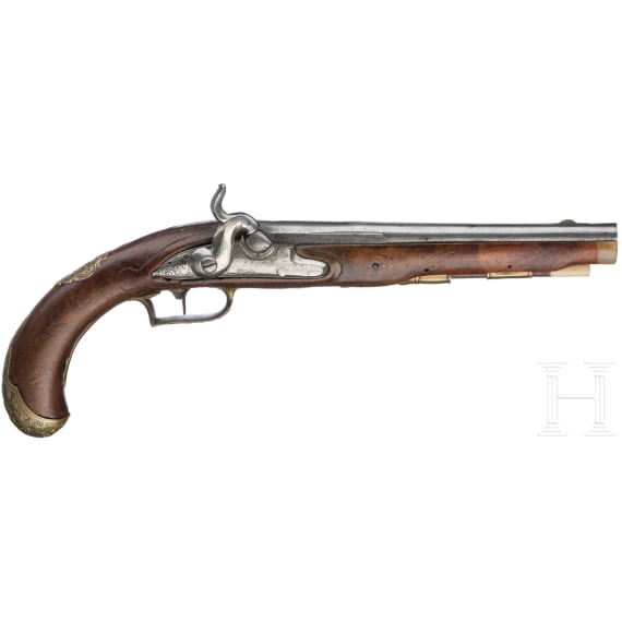 A pair of French percussion pistols, circa 1760