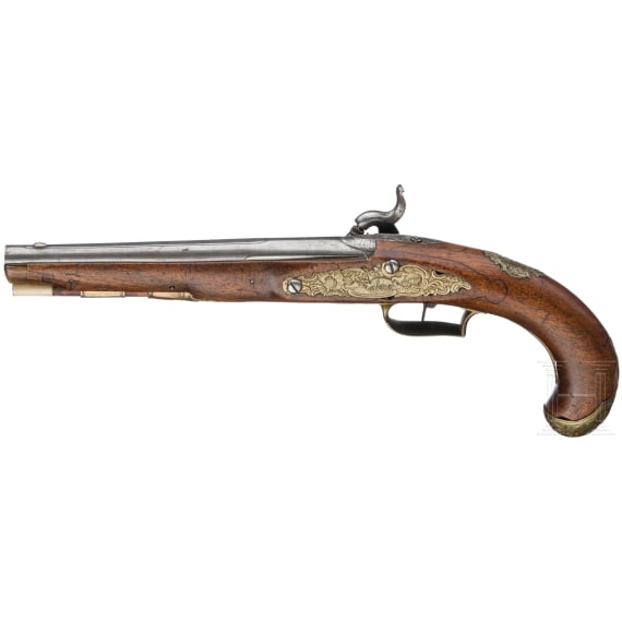 A pair of French percussion pistols, circa 1760