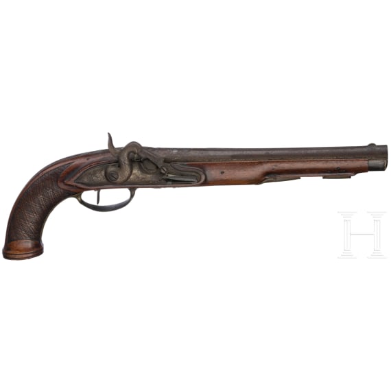 A German percussion pistol, circa 1780
