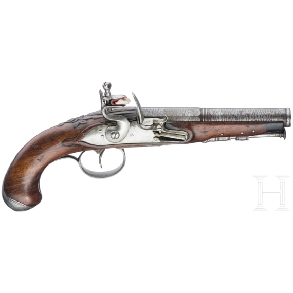 A French flintlock pistol, circa 1780