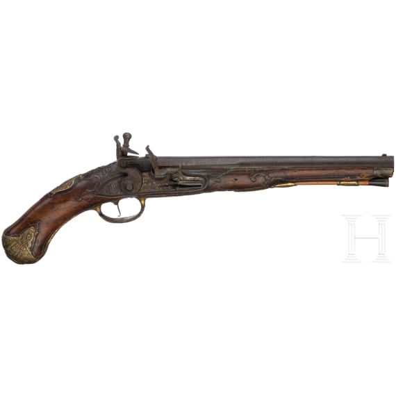 A flintlock pistol, probably Bohemian, circa 1780