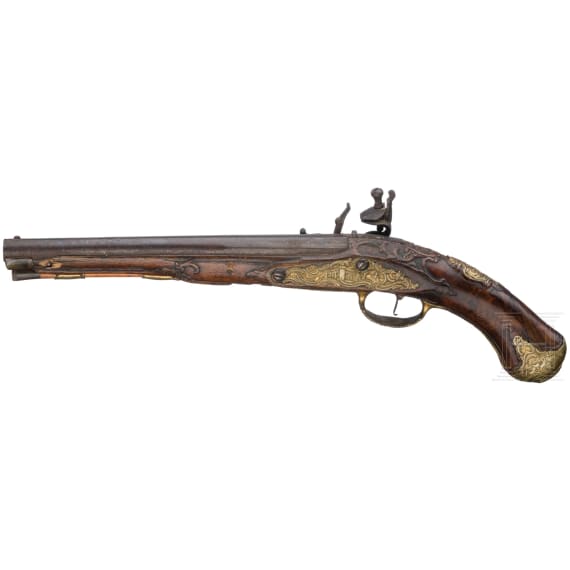A flintlock pistol, probably Bohemian, circa 1780