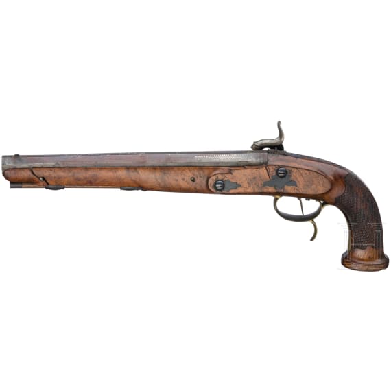 A German percussion pistol bei Joseph Bartholom&auml;us Kuchenreuter in Regensburg, circa 1800