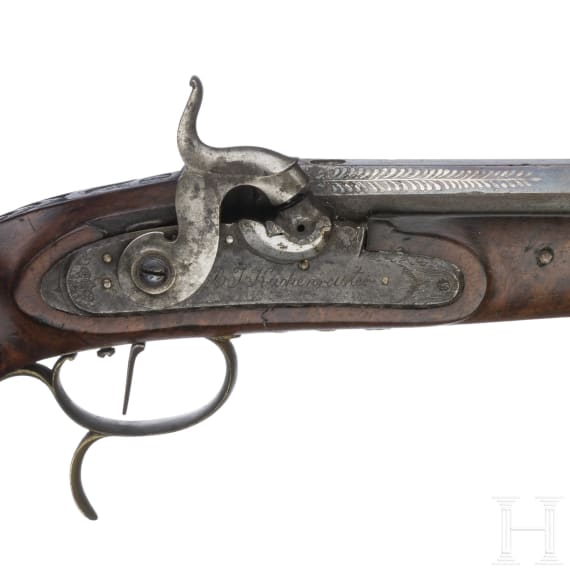 A German percussion pistol bei Joseph Bartholom&auml;us Kuchenreuter in Regensburg, circa 1800