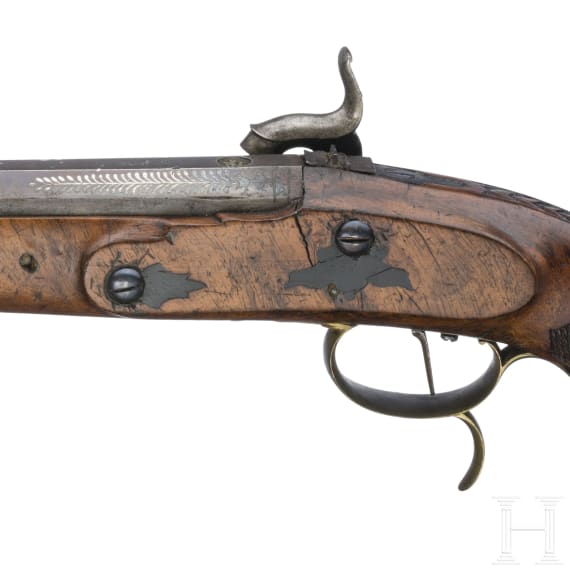 A German percussion pistol bei Joseph Bartholom&auml;us Kuchenreuter in Regensburg, circa 1800