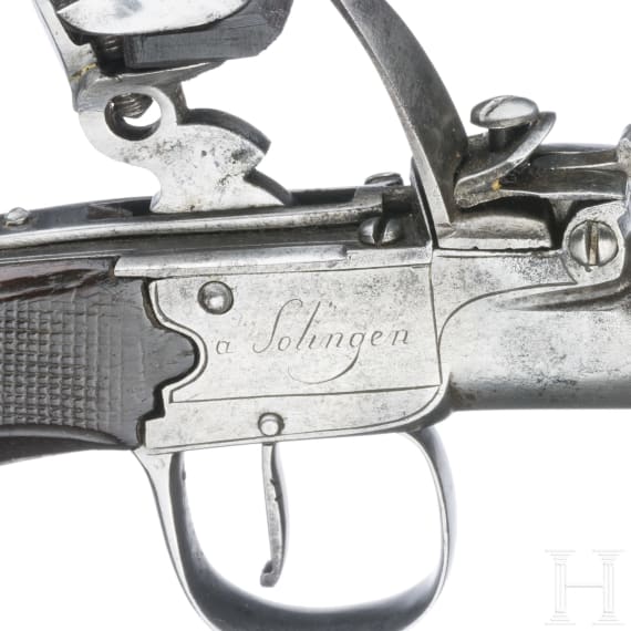 A pair of German boxlock pistols by Pieper & Co. in Solingen, circa 1800