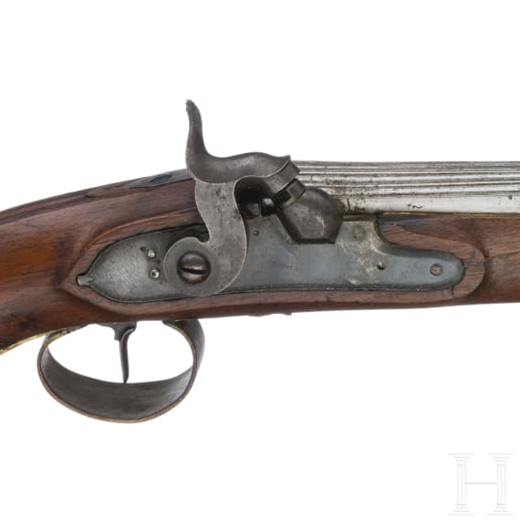 A pair of French percussion pistols, circa 1800