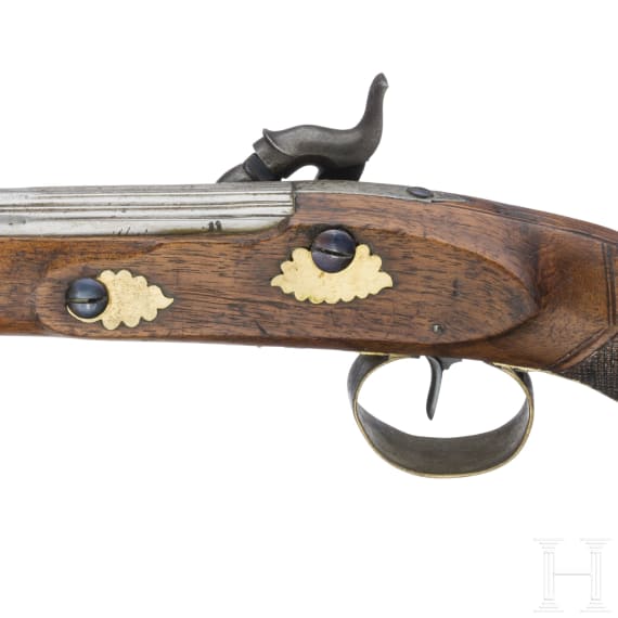 A pair of French percussion pistols, circa 1800