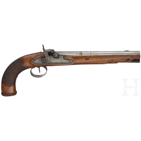 A pair of French percussion pistols, circa 1800