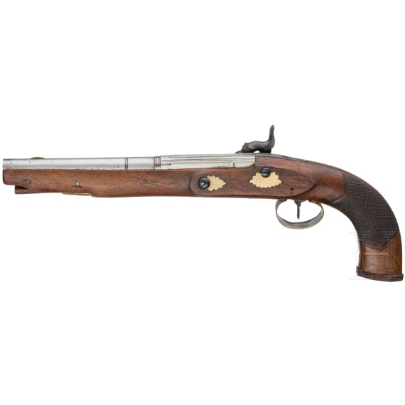 A pair of French percussion pistols, circa 1800