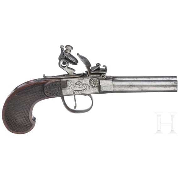 A double-barreled boxlock pistol by Richards in London, circa 1800