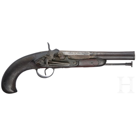 A Spanish percussion pistol, Eibar, dated 1823