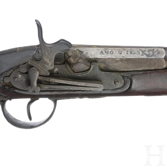 A Spanish percussion pistol, Eibar, dated 1823