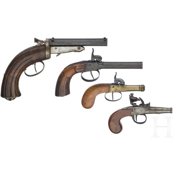 A small collection of pistols, probably Belgian, 1st half of the 19th century