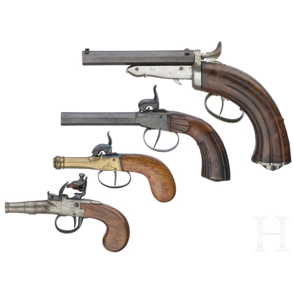 A small collection of pistols, probably Belgian, 1st half of the 19th century