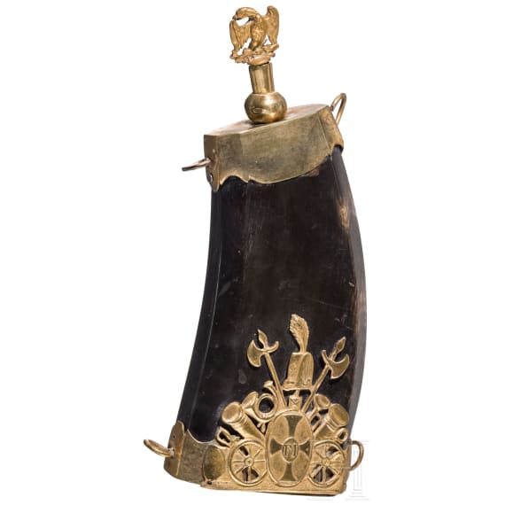 An Austrian powder flask from the reign of Emperor Franz I (1806 - 1835)