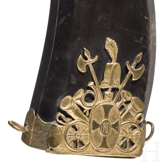 An Austrian powder flask from the reign of Emperor Franz I (1806 - 1835)