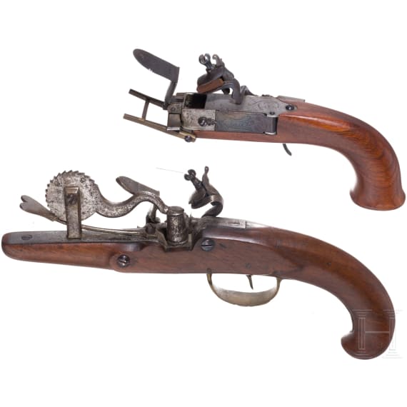 A flintlock powder tester and lighter, collector's items using old parts