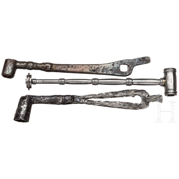 Three German wheellock spanners, 18th century