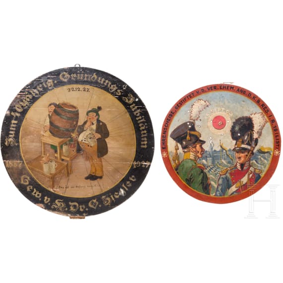 Two Bavarian shooting targets, dated 1927 and 1929