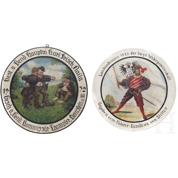 Two Bavarian shooting targets, dated 1928 and 1932