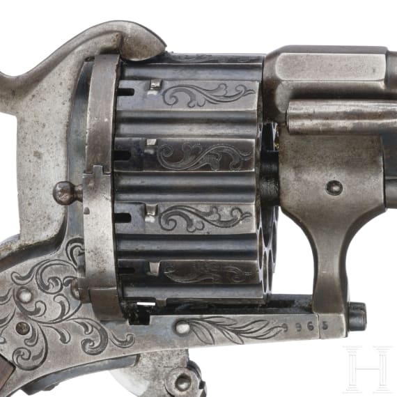 A German 12 shot pinfire revolver by Heinrich Riffelmann in Solingen, ca. 1860