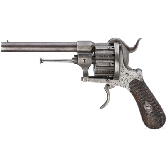 A German twelve-shot pinfire revolver by Heinrich Riffelmann in Solingen, circa 1860