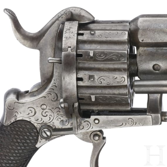 A German twelve-shot pinfire revolver by Heinrich Riffelmann in Solingen, circa 1860