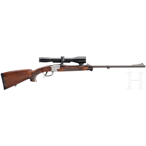 A single shot rifle system Rauchenwald with scope Schmidt und Bender