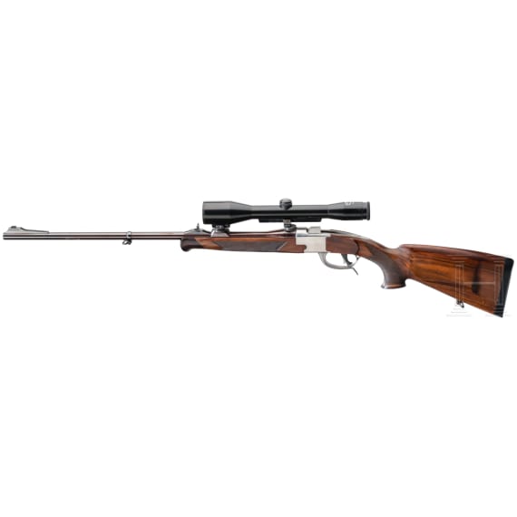 A single shot rifle system Rauchenwald with scope Schmidt und Bender