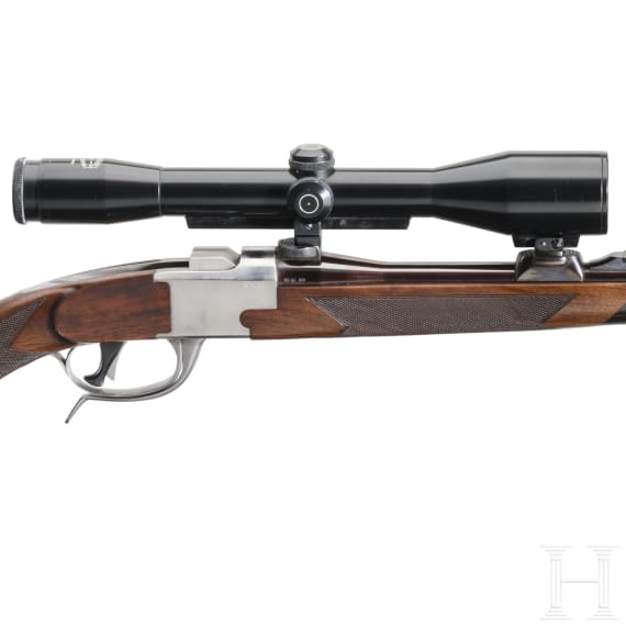 A single shot rifle system Rauchenwald with scope Schmidt und Bender