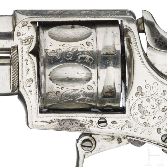 Bulldog-Revolver "Lincoln", engraved, nickel-plated