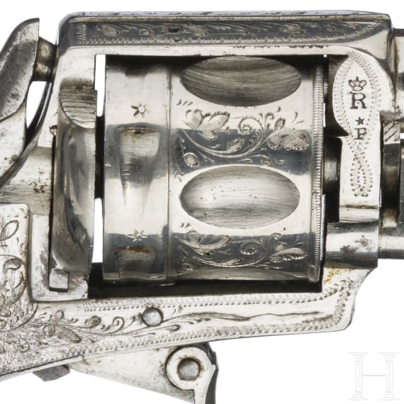 Bulldog-Revolver "Lincoln", engraved, nickel-plated