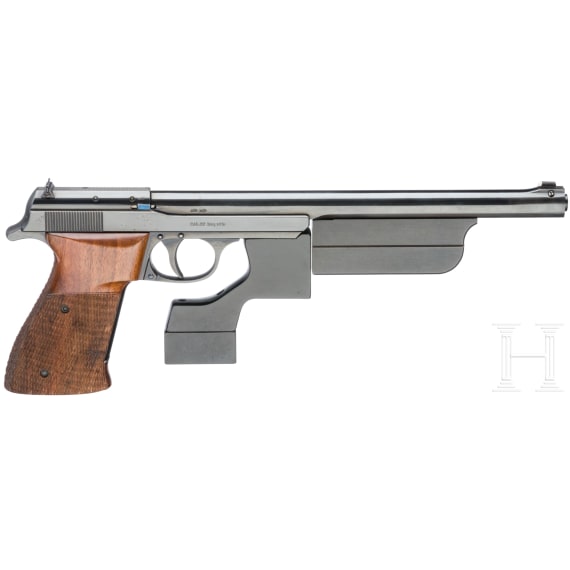 A semi-auto Walther Olympia pentathlon-pistol, 1936, with barrel weights