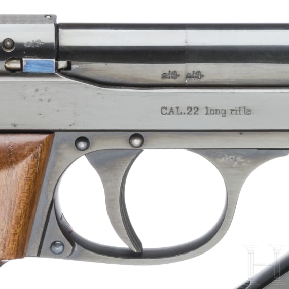 A semi-auto Walther Olympia pentathlon-pistol, 1936, with barrel weights