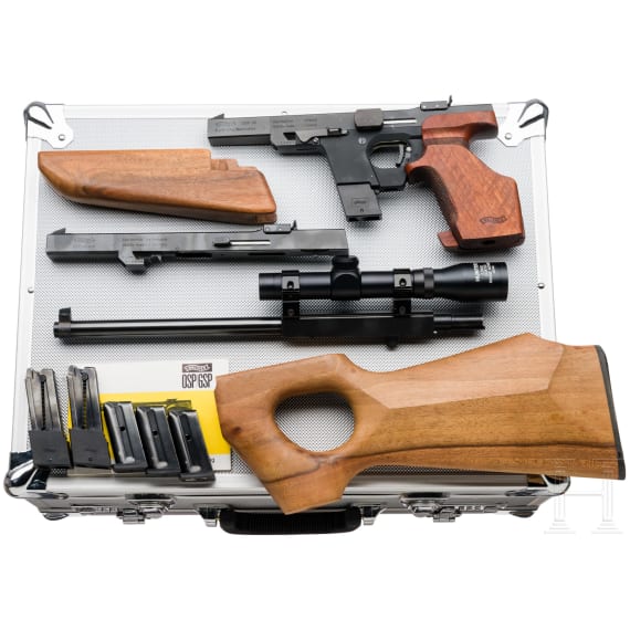 A cased Walther GSP, with conversion kit and rifle barrel