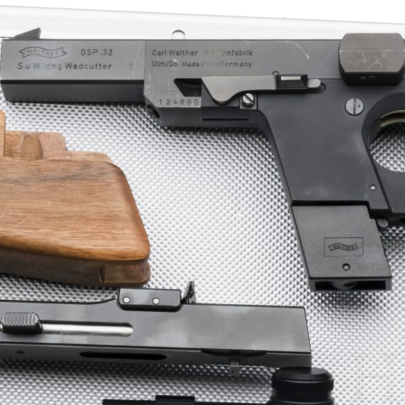 A cased Walther GSP, with conversion kit and rifle barrel